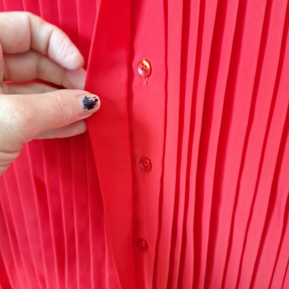 Vintage 80s Chaus High Neck Pleated Secretary Blouse Size 16 L Balloon Sleeves - Picture 3 of 10